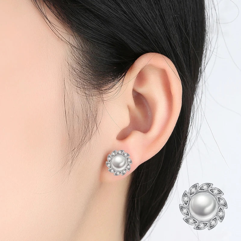 Pearl Windmill Stud Earrings