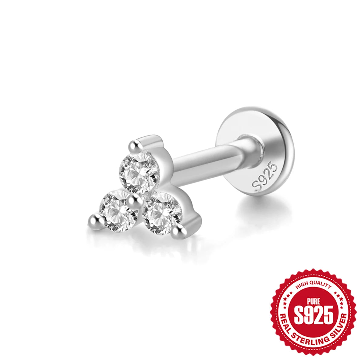 Guardian Flat End Piercing Studs — 925 Sterling Silver