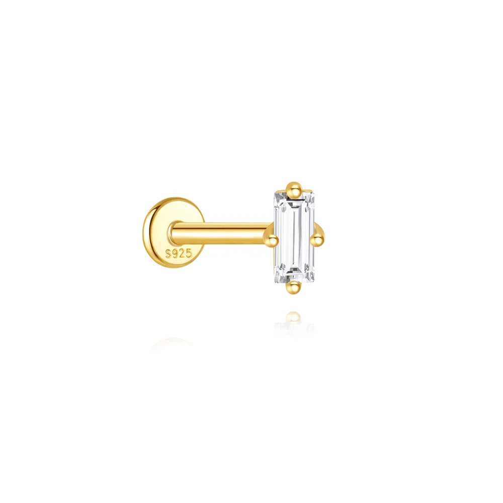Guardian Flat End Piercing Studs — 925 Sterling Silver