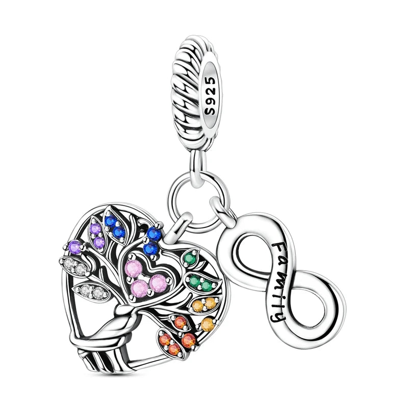 Evil Eye & Tree of Life Charm - 925 Sterling Silver, Blue Zircon