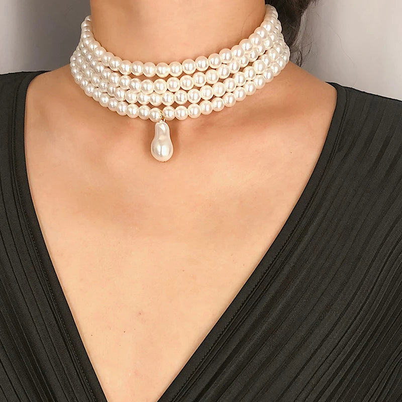 Stacked Strand Pearl Choker