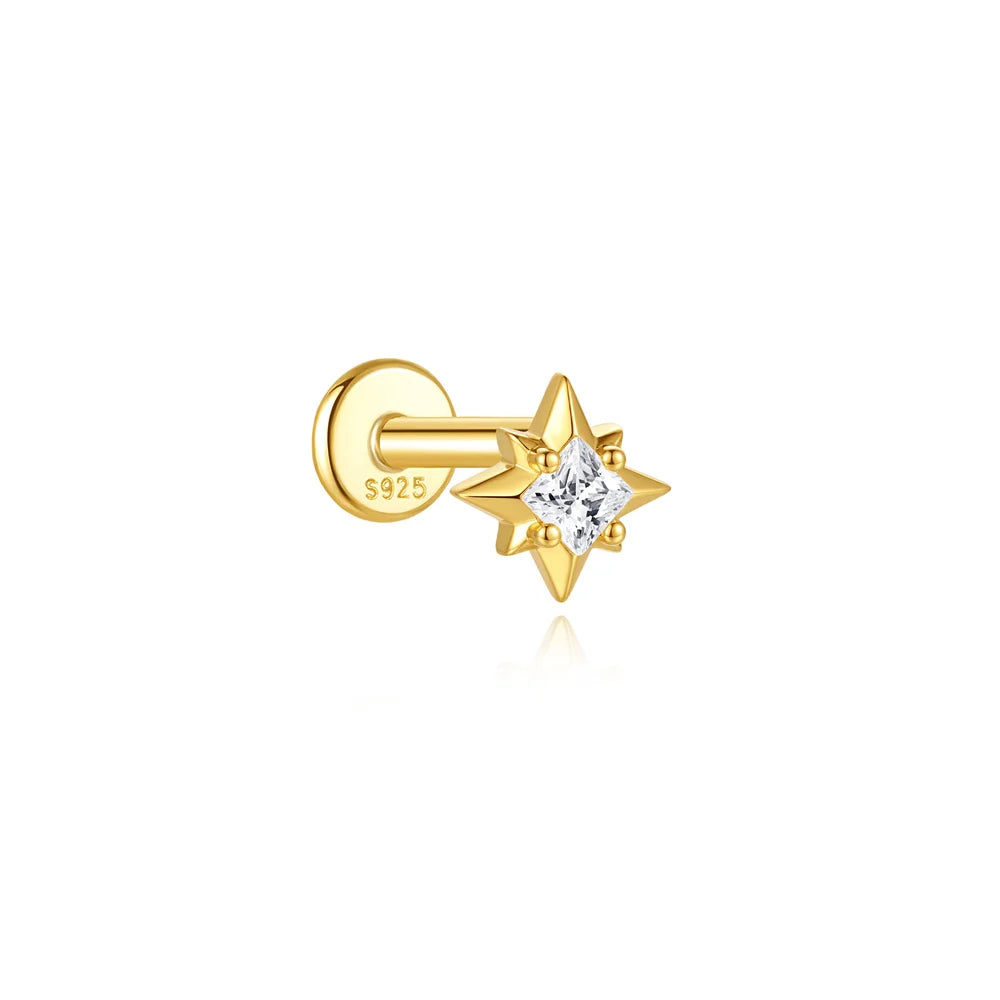 Guardian Flat End Piercing Studs — 925 Sterling Silver