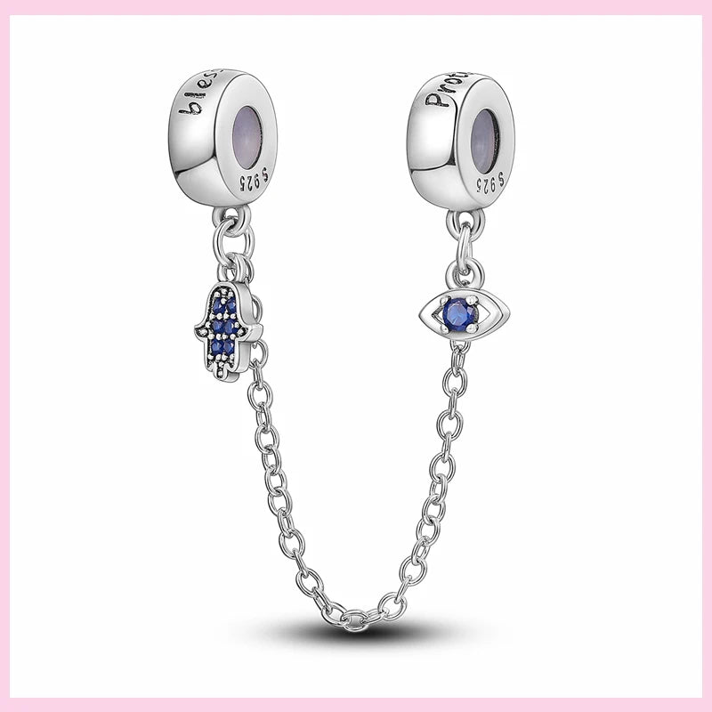 Evil Eye & Tree of Life Charm - 925 Sterling Silver, Blue Zircon