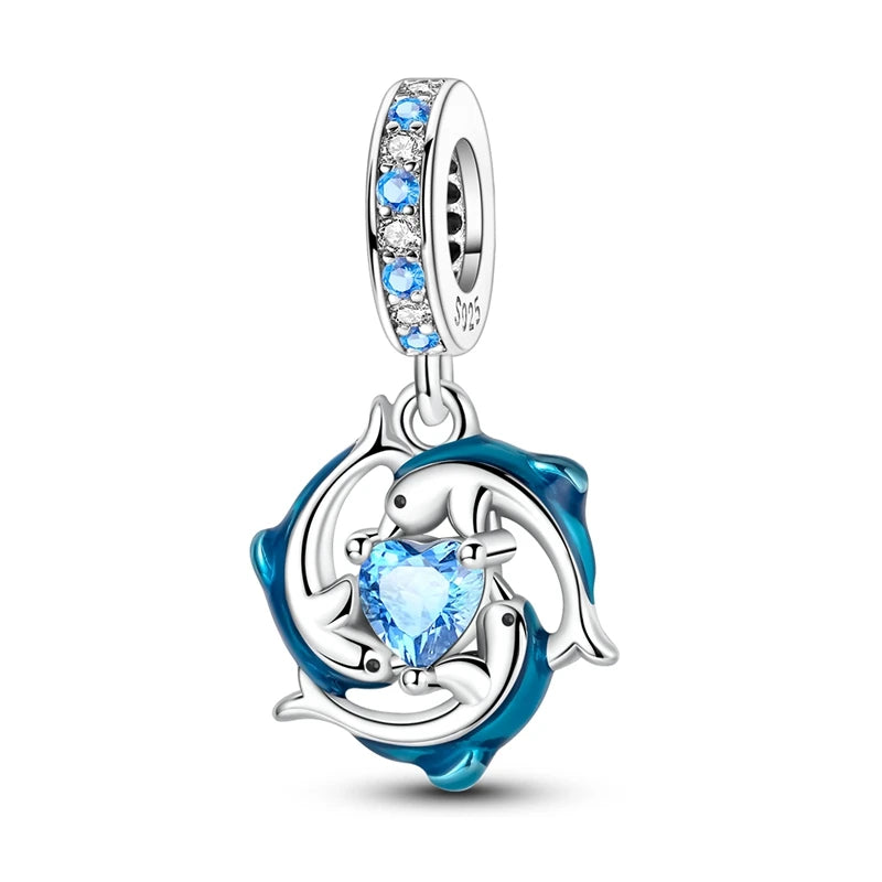 Evil Eye & Tree of Life Charm - 925 Sterling Silver, Blue Zircon