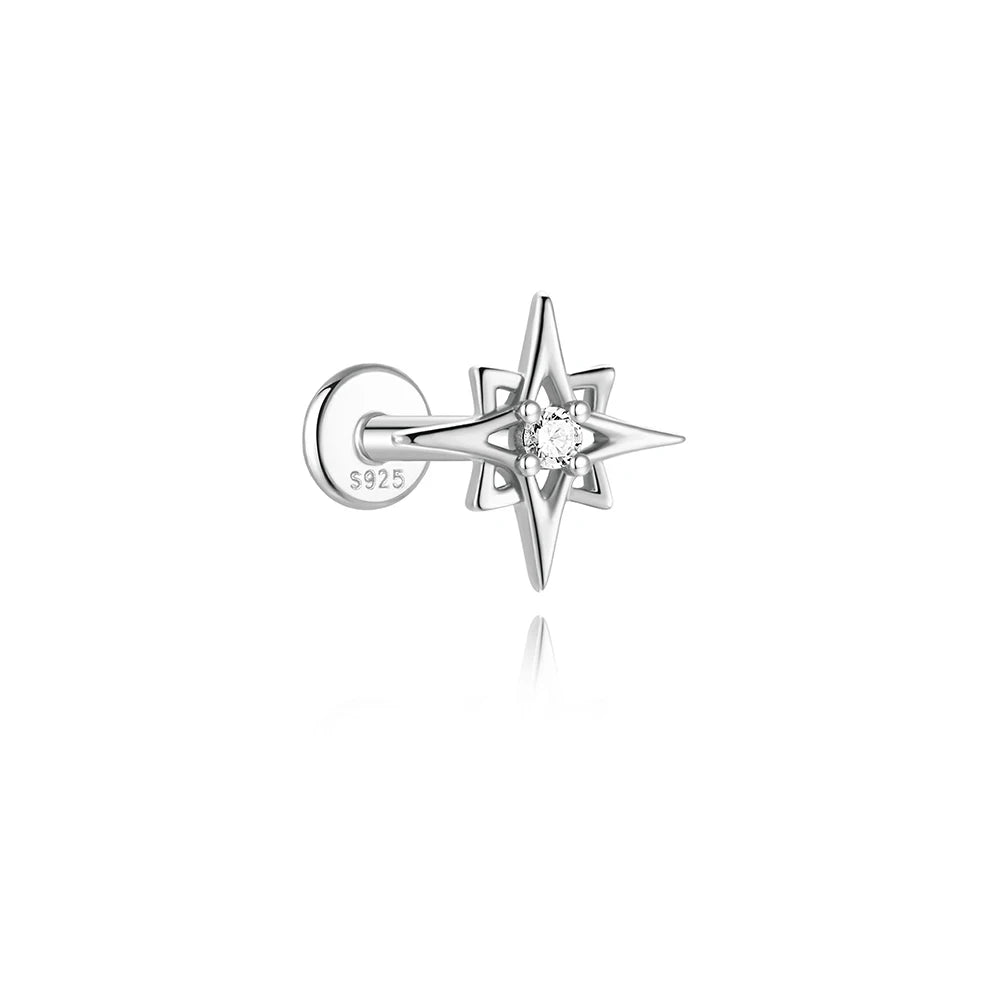 Guardian Flat End Piercing Studs — 925 Sterling Silver