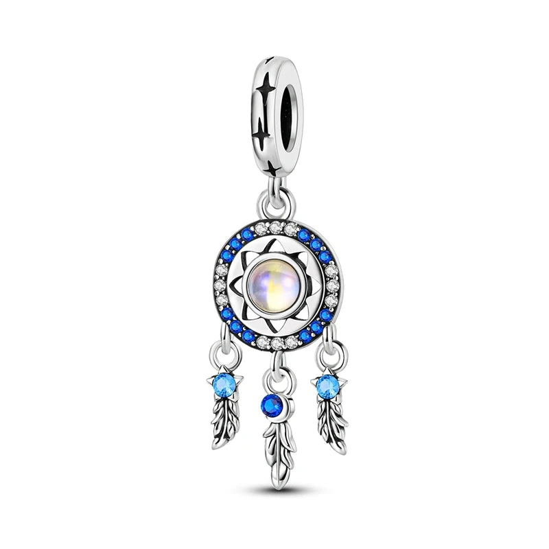 Evil Eye & Tree of Life Charm - 925 Sterling Silver, Blue Zircon