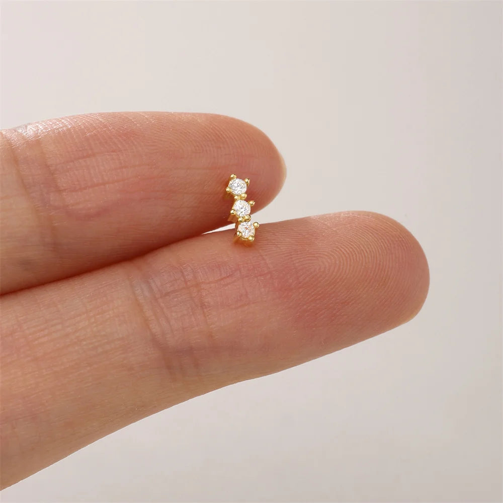 Guardian Flat End Piercing Studs — 925 Sterling Silver