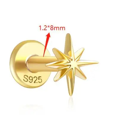 Guardian Flat End Piercing Studs — 925 Sterling Silver