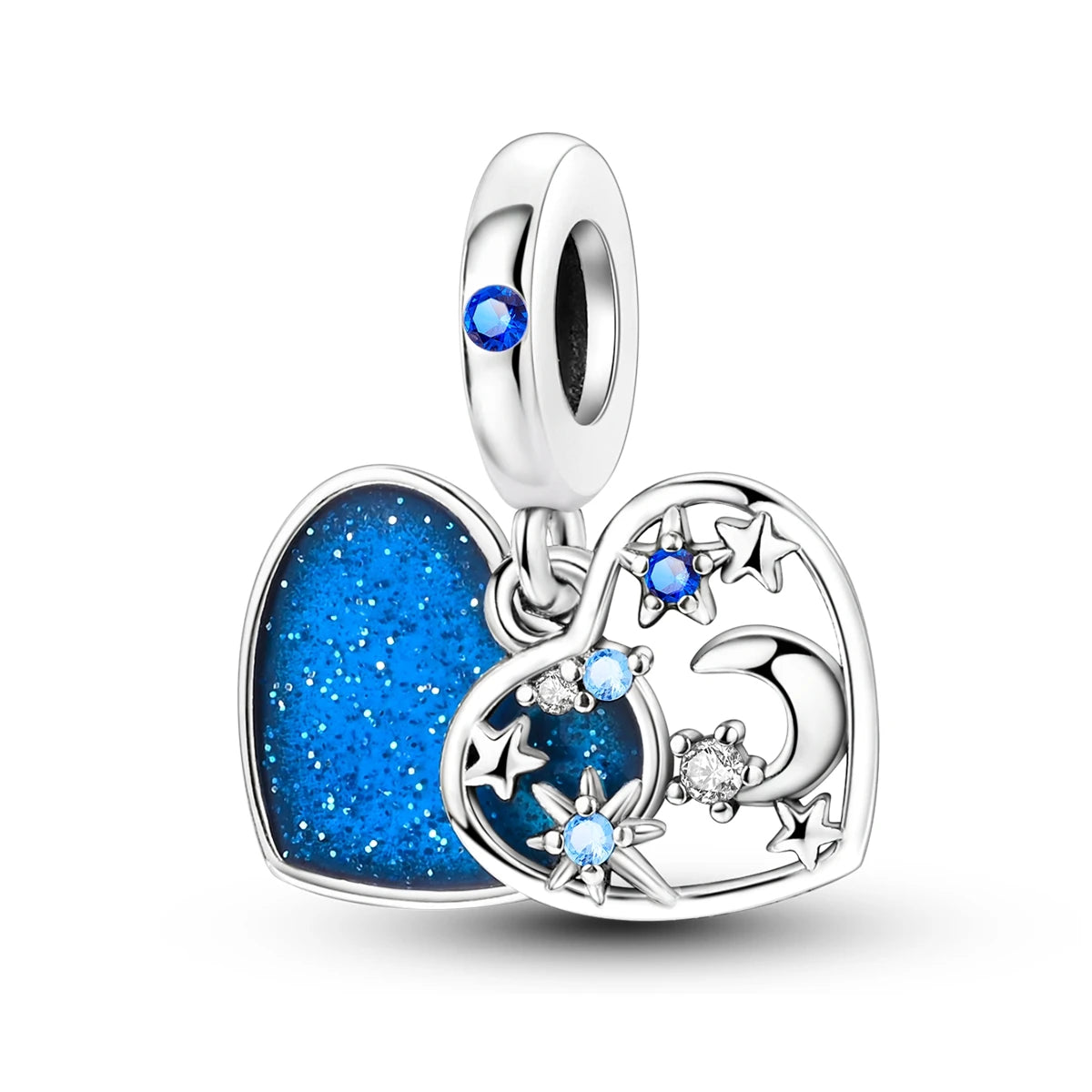 Evil Eye & Tree of Life Charm - 925 Sterling Silver, Blue Zircon