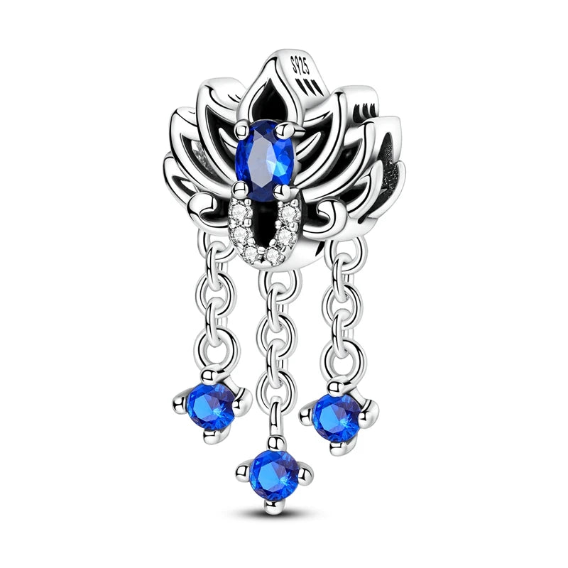 Evil Eye & Tree of Life Charm - 925 Sterling Silver, Blue Zircon