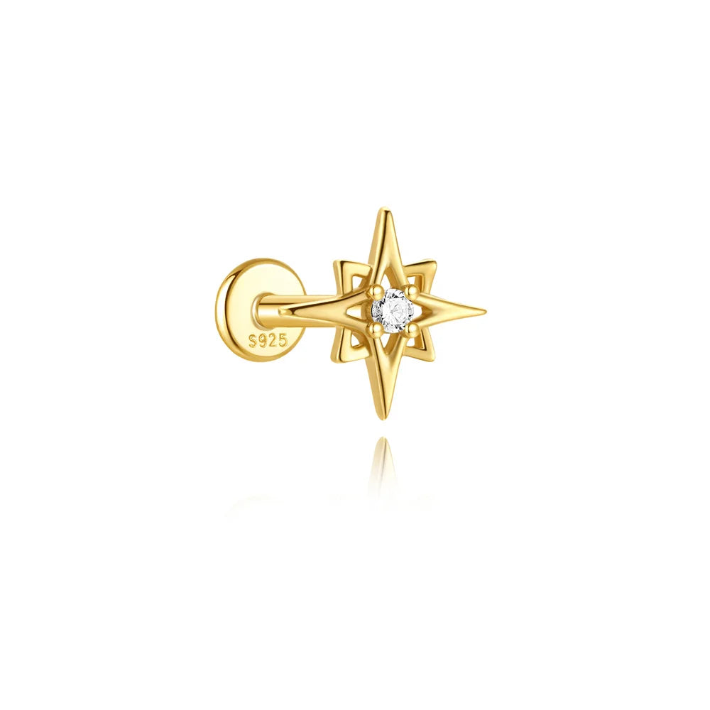 Guardian Flat End Piercing Studs — 925 Sterling Silver