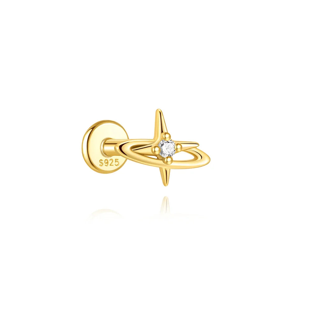 Guardian Flat End Piercing Studs — 925 Sterling Silver