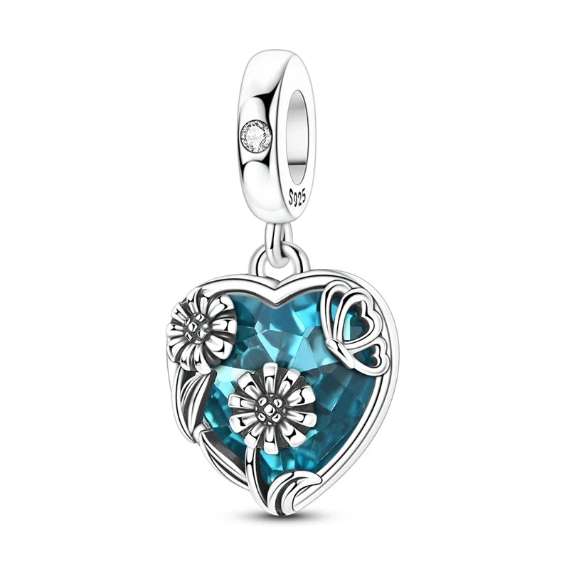 Evil Eye & Tree of Life Charm - 925 Sterling Silver, Blue Zircon