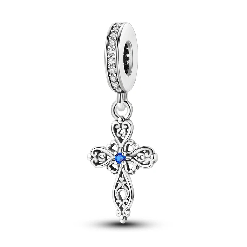 Evil Eye & Tree of Life Charm - 925 Sterling Silver, Blue Zircon