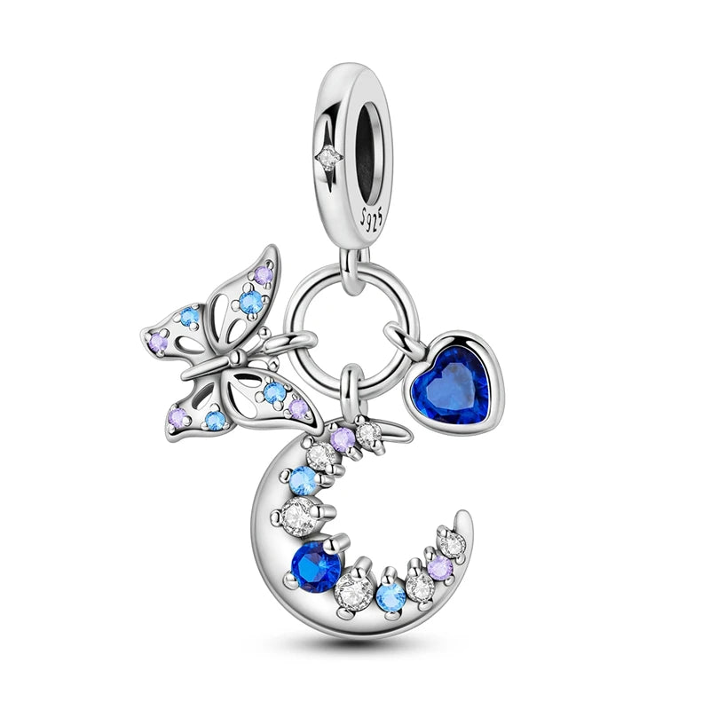 Evil Eye & Tree of Life Charm - 925 Sterling Silver, Blue Zircon