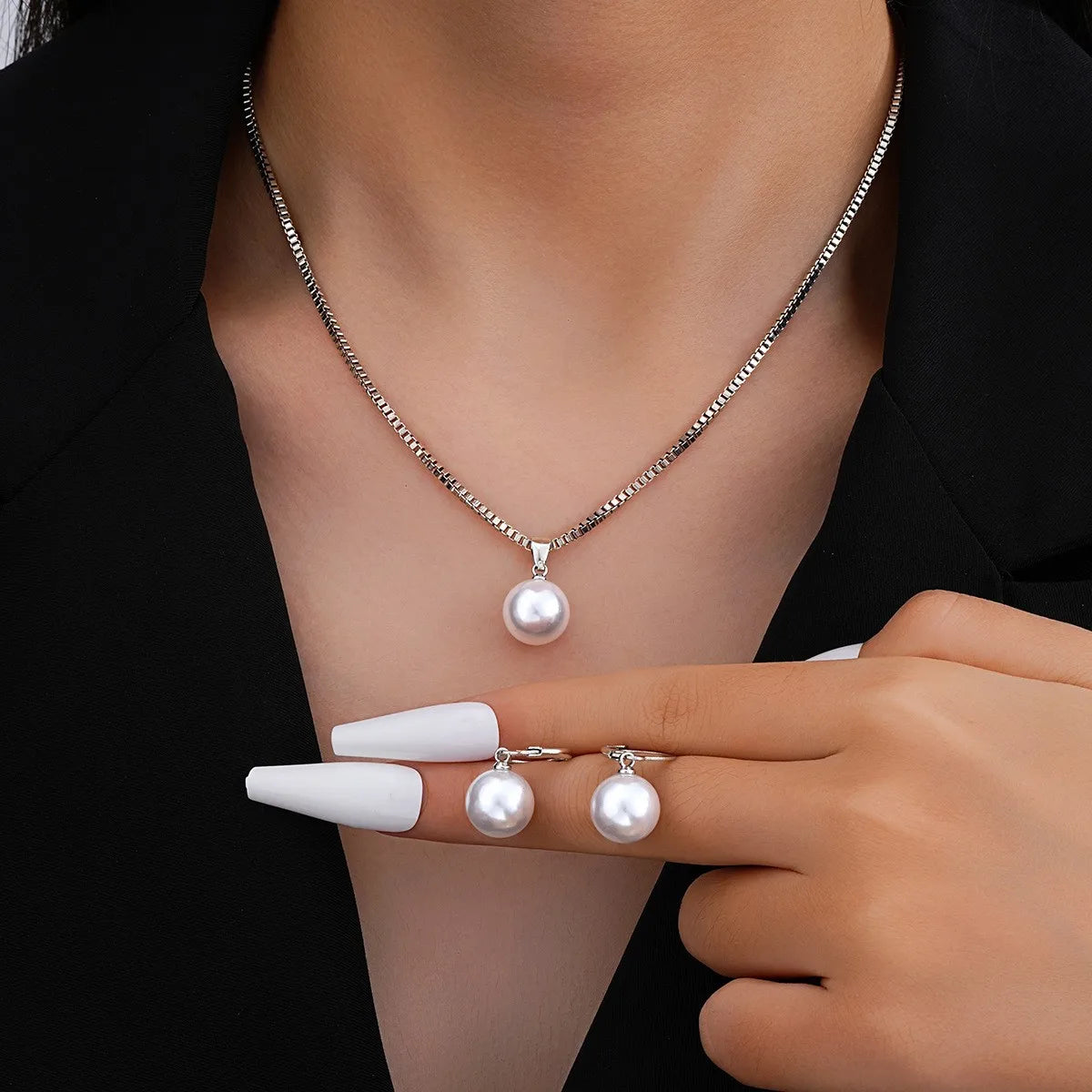 The Pearl Trio Set — Necklace, Earrings & Ring