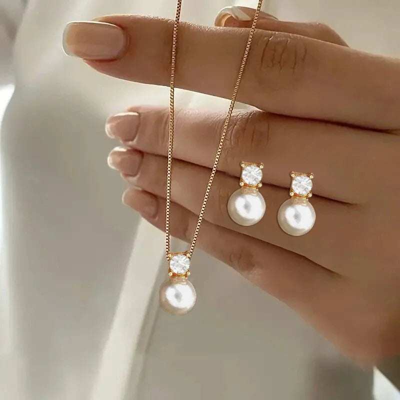 The Pearl Trio Set — Necklace, Earrings & Ring