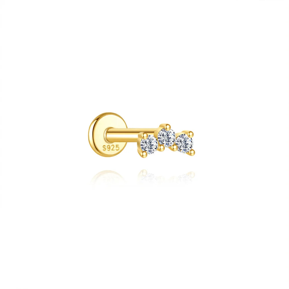 Guardian Flat End Piercing Studs — 925 Sterling Silver