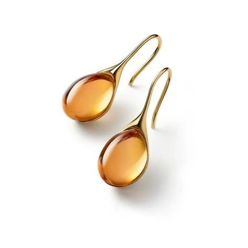 Trendy Women Earrings 4 Colors Delicate Gold Color Inlay Natural Stone Hook Dangle Earrings for Women Wedding Engagement Jewelry