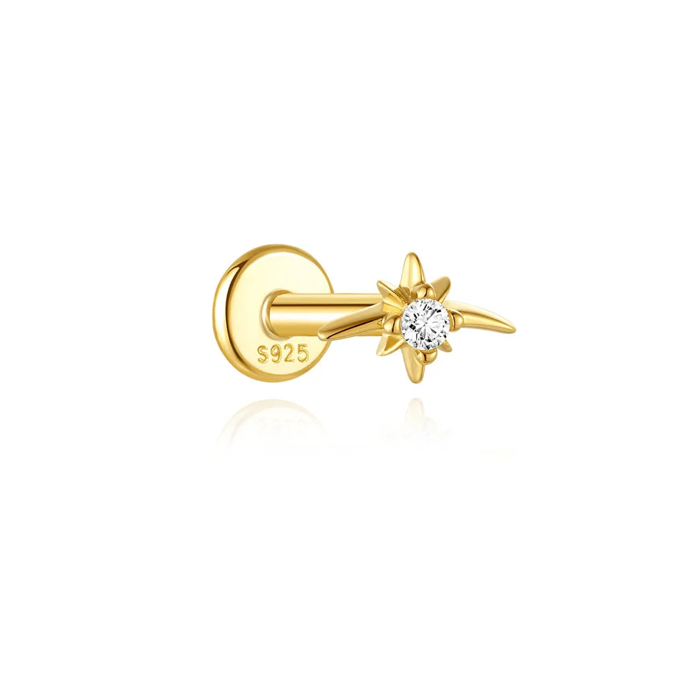 Guardian Flat End Piercing Studs — 925 Sterling Silver