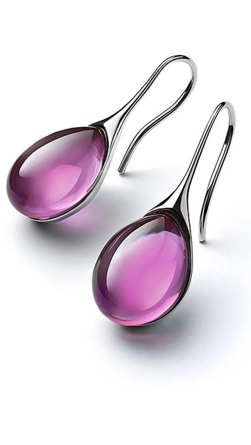 Trendy Women Earrings 4 Colors Delicate Gold Color Inlay Natural Stone Hook Dangle Earrings for Women Wedding Engagement Jewelry