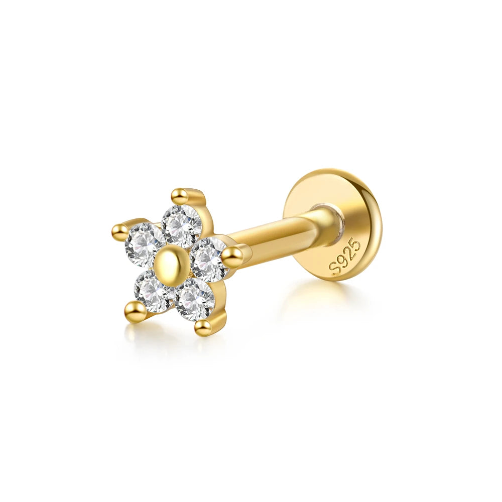Guardian Flat End Piercing Studs — 925 Sterling Silver
