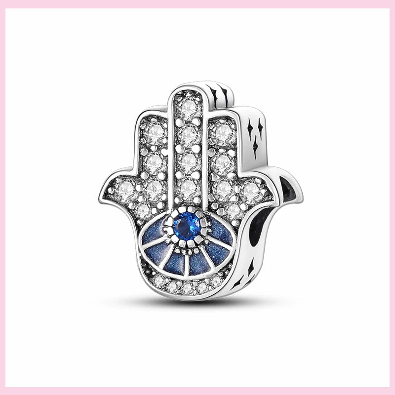 Evil Eye & Tree of Life Charm - 925 Sterling Silver, Blue Zircon