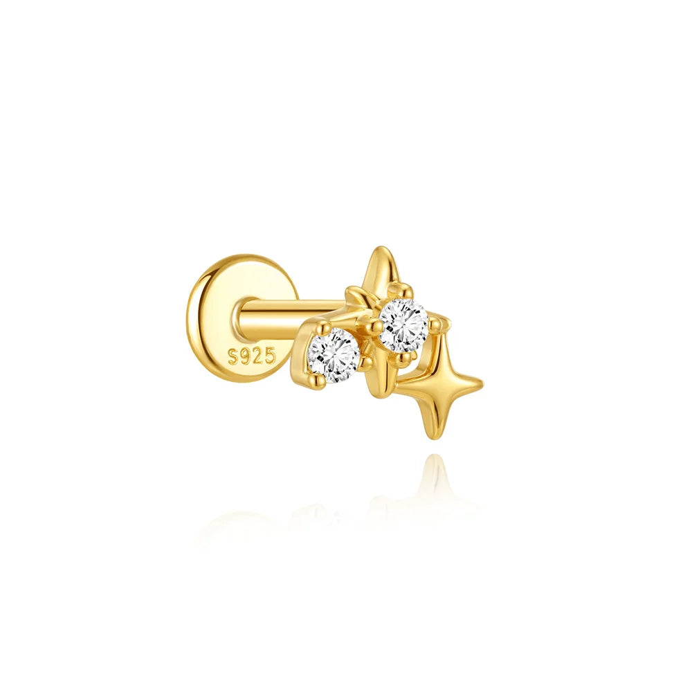 Guardian Flat End Piercing Studs — 925 Sterling Silver