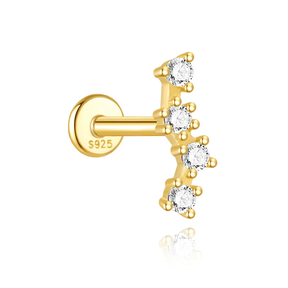 Guardian Flat End Piercing Studs — 925 Sterling Silver