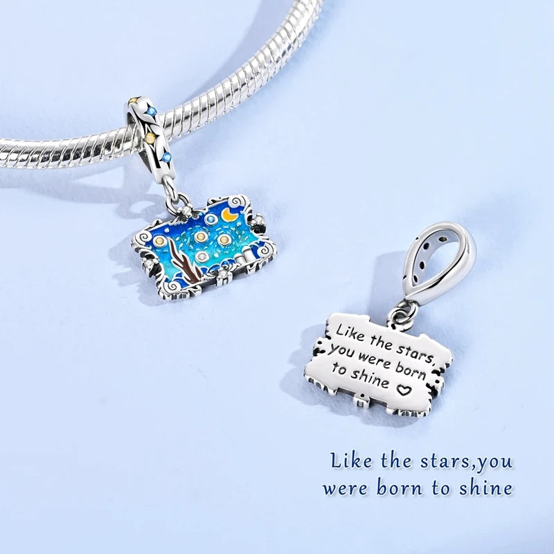 Evil Eye & Tree of Life Charm - 925 Sterling Silver, Blue Zircon