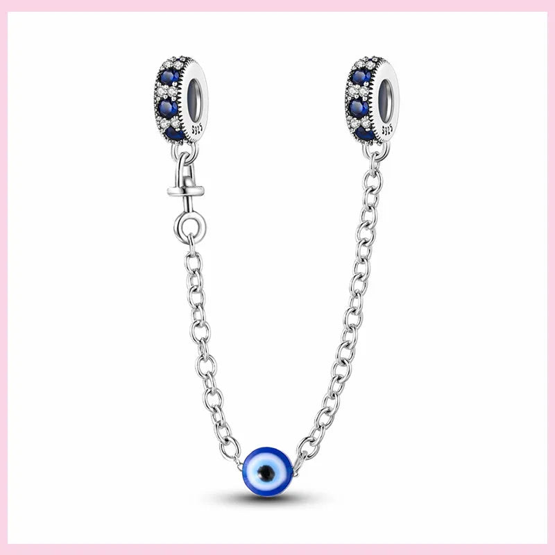 Evil Eye & Tree of Life Charm - 925 Sterling Silver, Blue Zircon