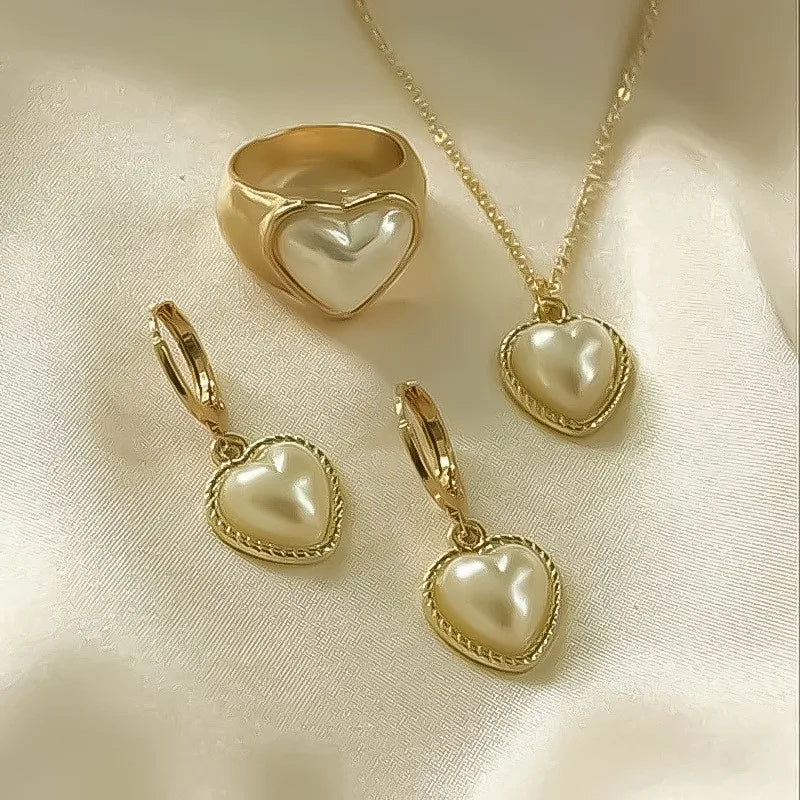 The Pearl Trio Set — Necklace, Earrings & Ring