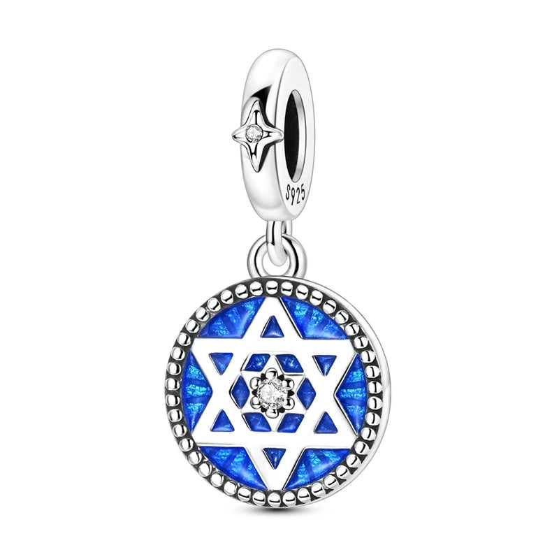Evil Eye & Tree of Life Charm - 925 Sterling Silver, Blue Zircon