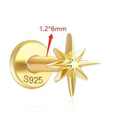 Guardian Flat End Piercing Studs — 925 Sterling Silver