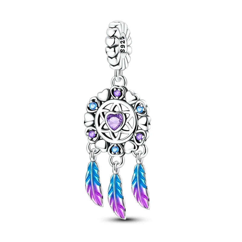 Evil Eye & Tree of Life Charm - 925 Sterling Silver, Blue Zircon