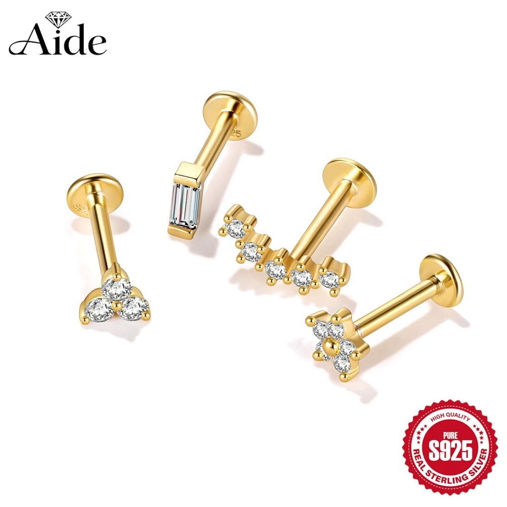 Guardian Flat End Piercing Studs — 925 Sterling Silver