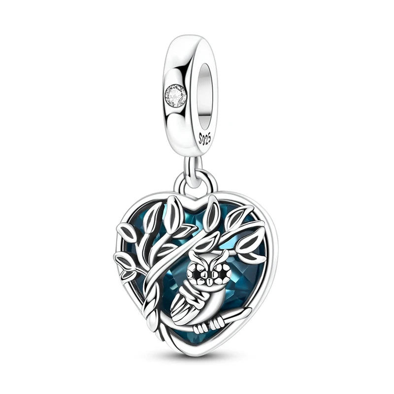 Evil Eye & Tree of Life Charm - 925 Sterling Silver, Blue Zircon