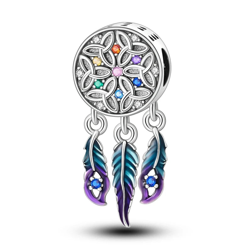 Evil Eye & Tree of Life Charm - 925 Sterling Silver, Blue Zircon