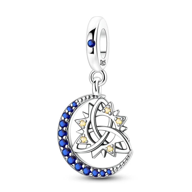 Evil Eye & Tree of Life Charm - 925 Sterling Silver, Blue Zircon
