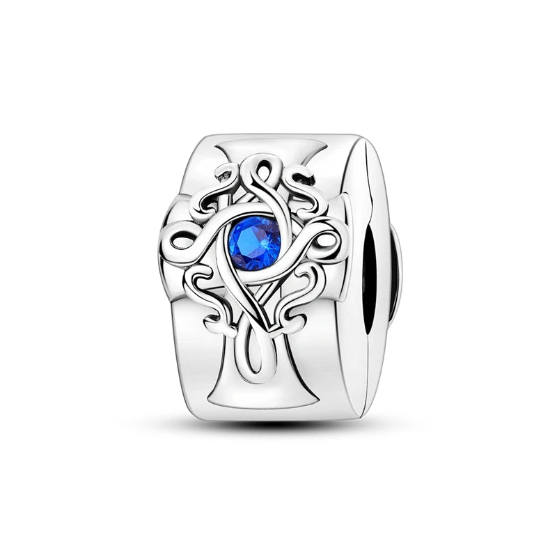 Evil Eye & Tree of Life Charm - 925 Sterling Silver, Blue Zircon