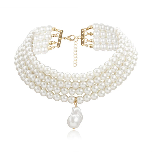 Stacked Strand Pearl Choker