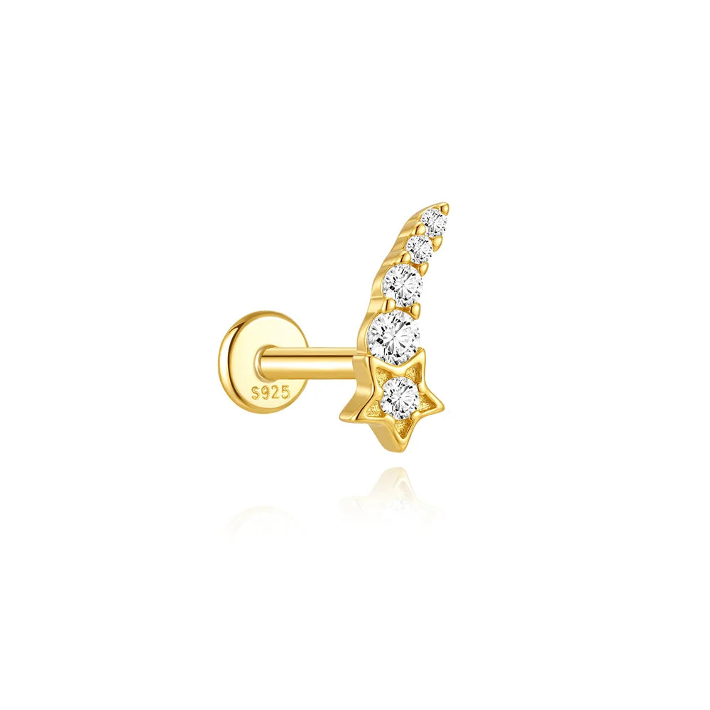 Guardian Flat End Piercing Studs — 925 Sterling Silver