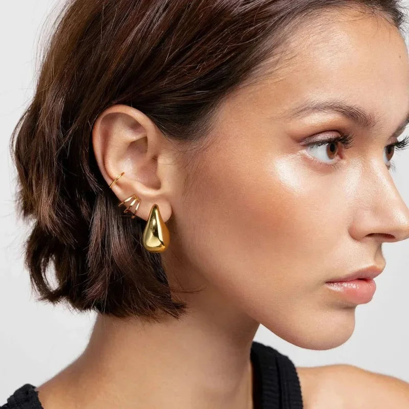 Waterdrop Statement Earrings — Gold Dupe Edition