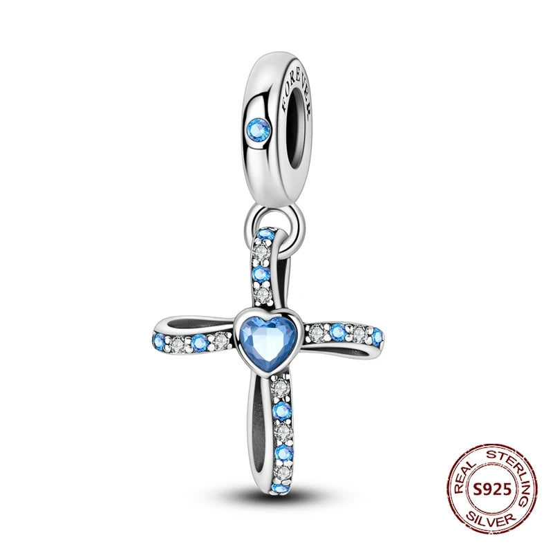 Evil Eye & Tree of Life Charm - 925 Sterling Silver, Blue Zircon
