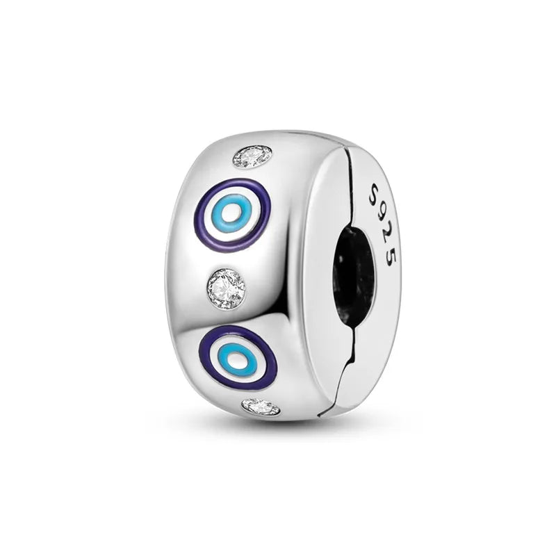 Evil Eye & Tree of Life Charm - 925 Sterling Silver, Blue Zircon