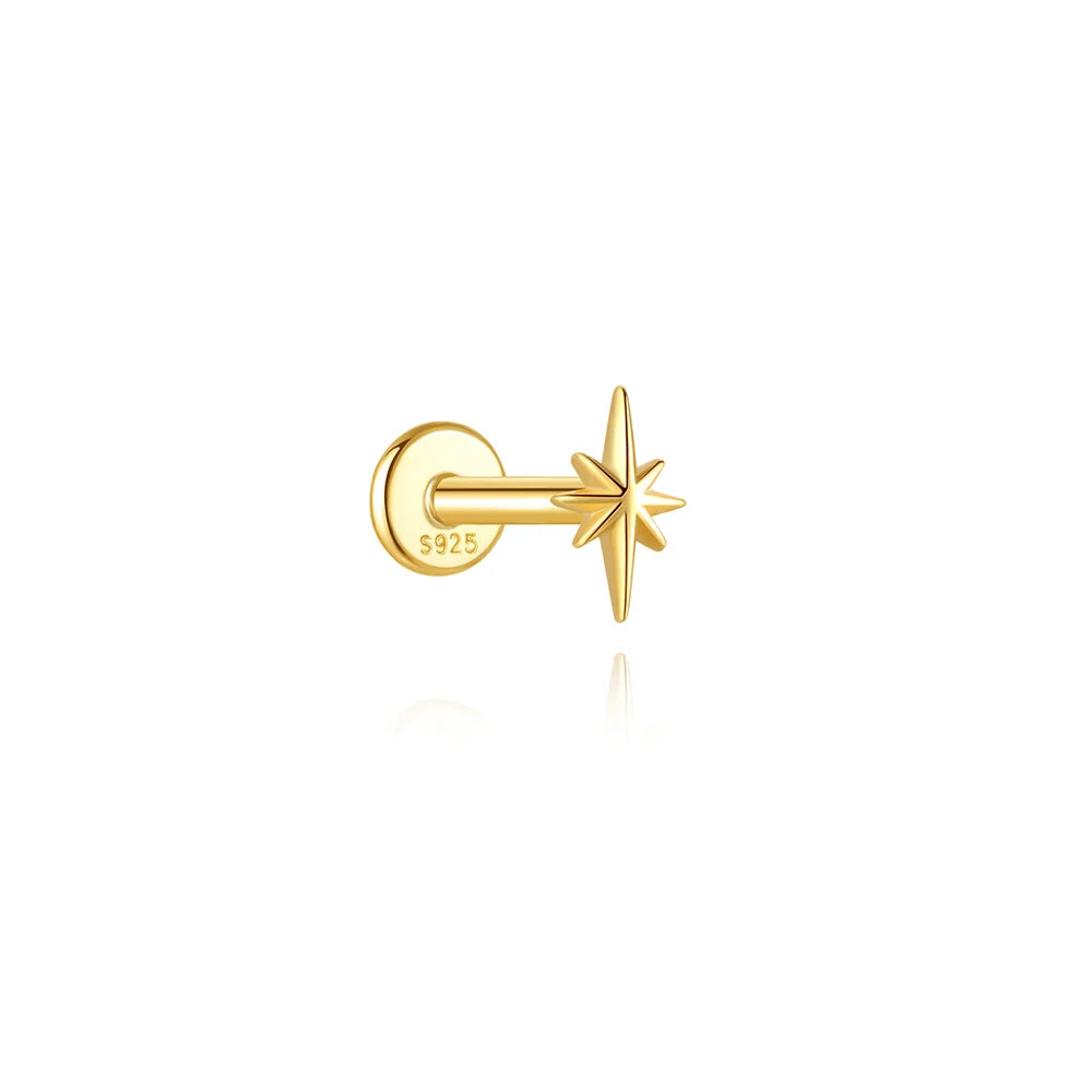 Guardian Flat End Piercing Studs — 925 Sterling Silver