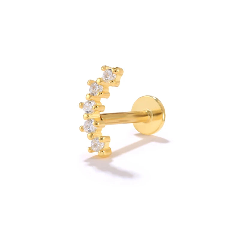 Guardian Flat End Piercing Studs — 925 Sterling Silver