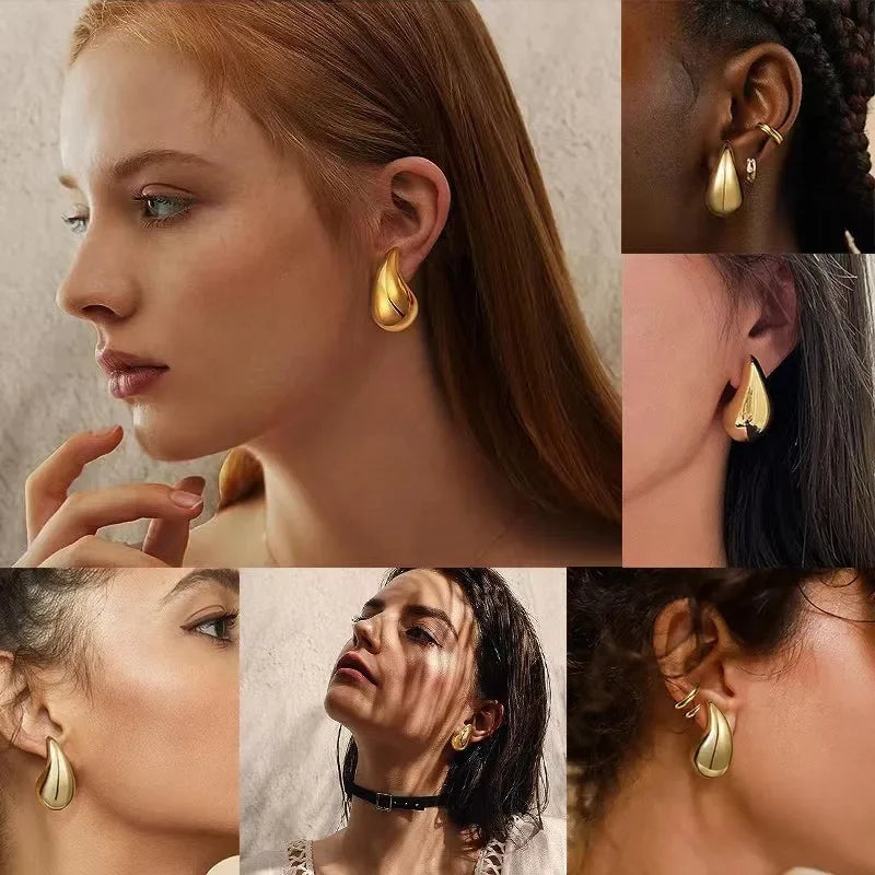Waterdrop Statement Earrings — Gold Dupe Edition