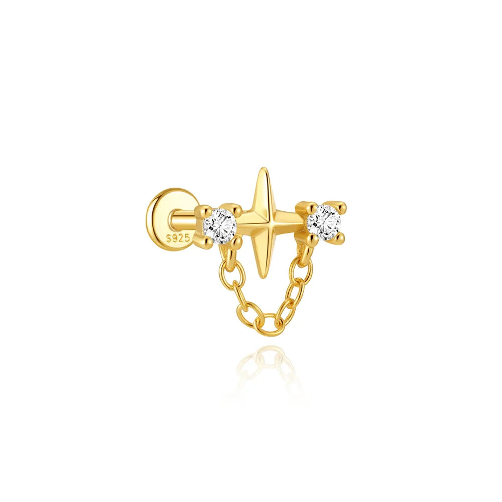 Guardian Flat End Piercing Studs — 925 Sterling Silver