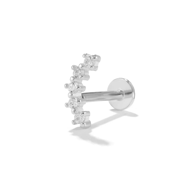 Guardian Flat End Piercing Studs — 925 Sterling Silver